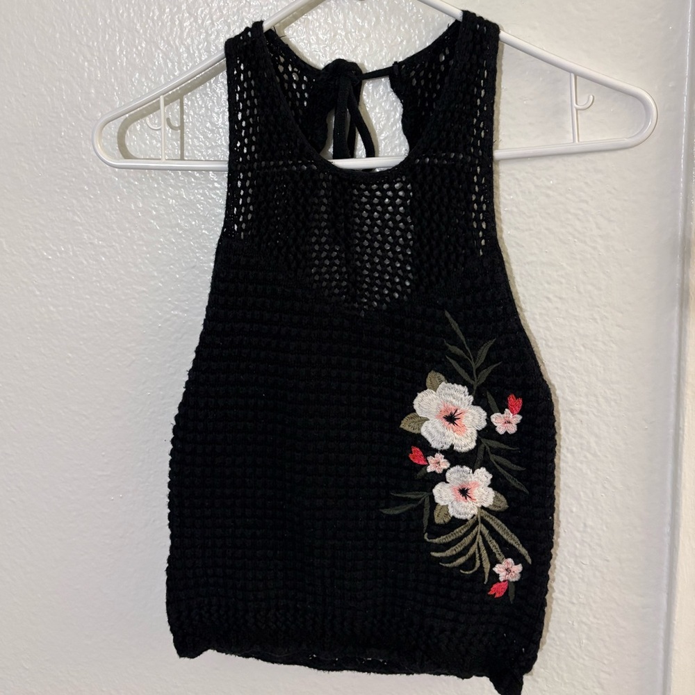 Hollister Black Crochet Halter Top